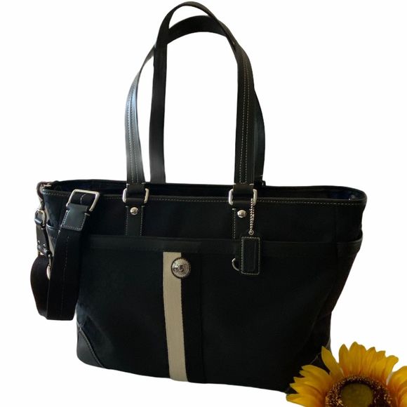 Coach Handbags - Coach Black Voyage Jacquard Diaper Tote Bag F13813